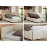 Łóżko młodzieżowe - ARVO 90x200 - materac piankowy - beżowy, welwet - strona lewa