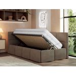 Łóżko młodzieżowe - ARVO 90x200 - materac multipocket - brązowy, welwet - strona lewa