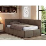 Łóżko młodzieżowe - ARVO 90x200 - materac piankowy - brązowy, welwet - strona lewa