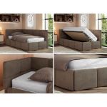 Łóżko młodzieżowe - ARVO 90x200 - materac piankowy - brązowy, welwet - strona lewa