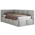Łóżko młodzieżowe - ARVO 90x200 - jasnoszary, welwet - strona lewa