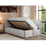 Łóżko młodzieżowe - ARVO 90x200 - materac multipocket - jasnoszary, welwet - strona lewa