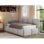 Łóżko młodzieżowe - ARVO 90x200 - materac pocket - jasnoszary, welwet - strona lewa