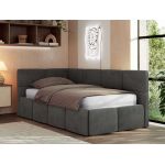 Łóżko młodzieżowe - ARVO 90x200 - materac multipocket - ciemnoszary, welwet - strona lewa