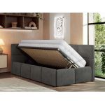 Łóżko młodzieżowe - ARVO 90x200 - materac multipocket - ciemnoszary, welwet - strona lewa