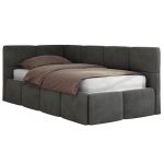 Łóżko młodzieżowe - ARVO 90x200 - materac multipocket - ciemnoszary, welwet - strona lewa