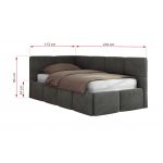 Łóżko młodzieżowe - ARVO 90x200 - materac multipocket - ciemnoszary, welwet - strona lewa