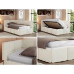 Łóżko młodzieżowe - ARVO 90x200 - kremowy, struktura - strona lewa