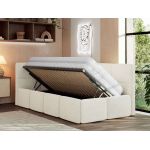 Łóżko młodzieżowe - ARVO 90x200 - materac multipocket - kremowy, struktura - strona lewa