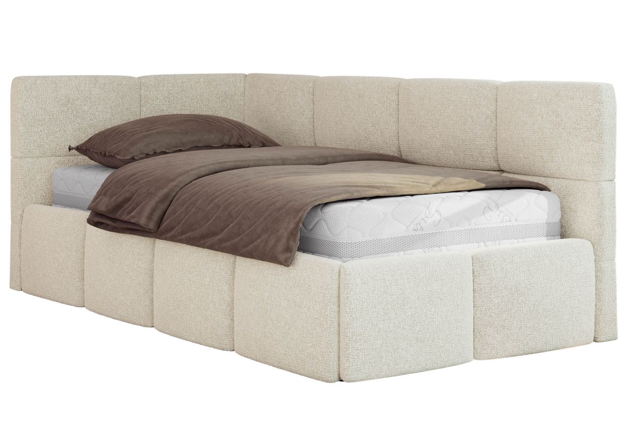 Łóżko młodzieżowe - ARVO 90x200 - materac multipocket - kremowy, struktura - strona lewa