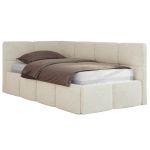 Łóżko młodzieżowe - ARVO 90x200 - materac multipocket - kremowy, struktura - strona lewa