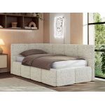 Łóżko młodzieżowe - ARVO 90x200 - materac multipocket - beżowy, struktura - strona lewa