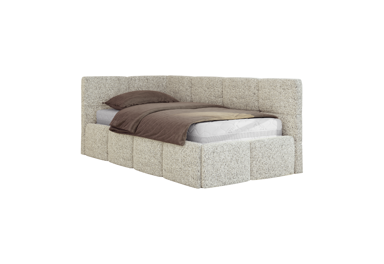 Łóżko młodzieżowe - ARVO 90x200 - materac multipocket - beżowy, struktura - strona lewa