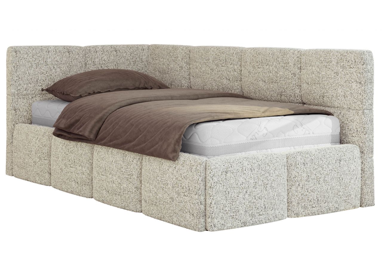 Łóżko młodzieżowe - ARVO 90x200 - materac multipocket - beżowy, struktura - strona lewa