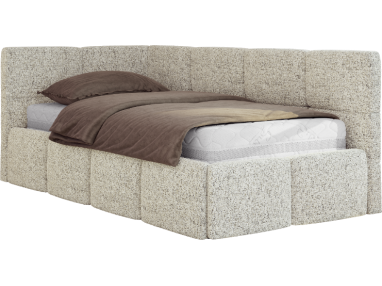 Łóżko młodzieżowe - ARVO 90x200 - materac piankowy - beżowy, struktura - strona lewa