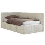 Łóżko młodzieżowe - ARVO 90x200 - materac piankowy - beżowy, struktura - strona lewa