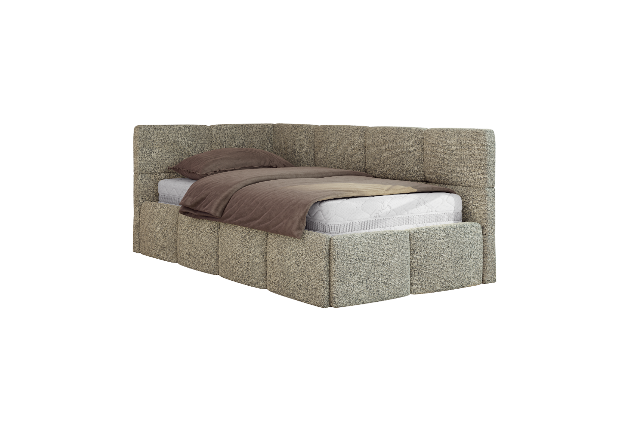 Łóżko młodzieżowe - ARVO 90x200 - materac multipocket - szary, struktura - strona lewa