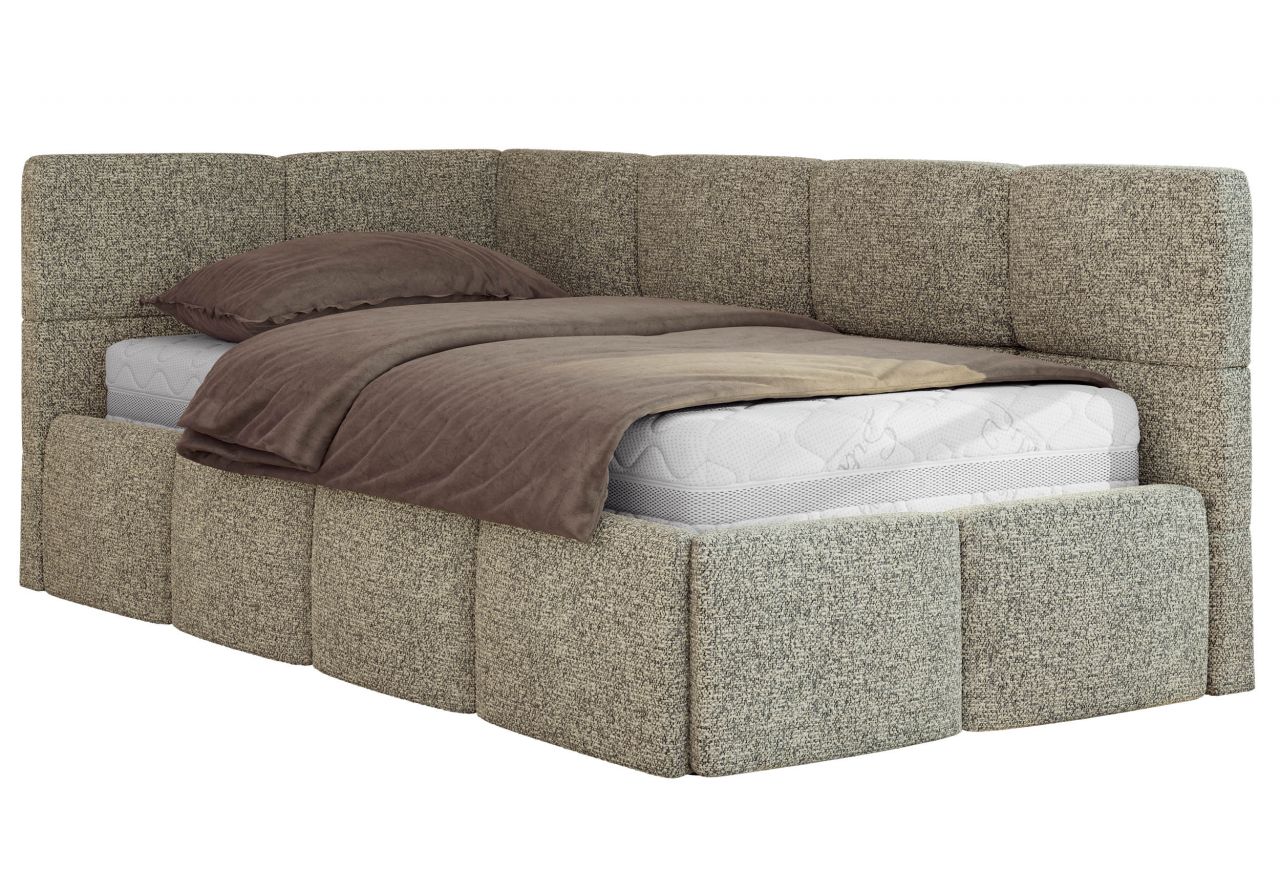 Łóżko młodzieżowe - ARVO 90x200 - materac multipocket - szary, struktura - strona lewa