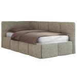 Łóżko młodzieżowe - ARVO 90x200 - materac multipocket - szary, struktura - strona lewa