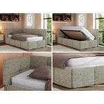 Łóżko młodzieżowe - ARVO 90x200 - materac pocket - szary, struktura - strona lewa