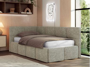 Łóżko młodzieżowe - ARVO 90x200 - materac piankowy - szary, struktura - strona lewa