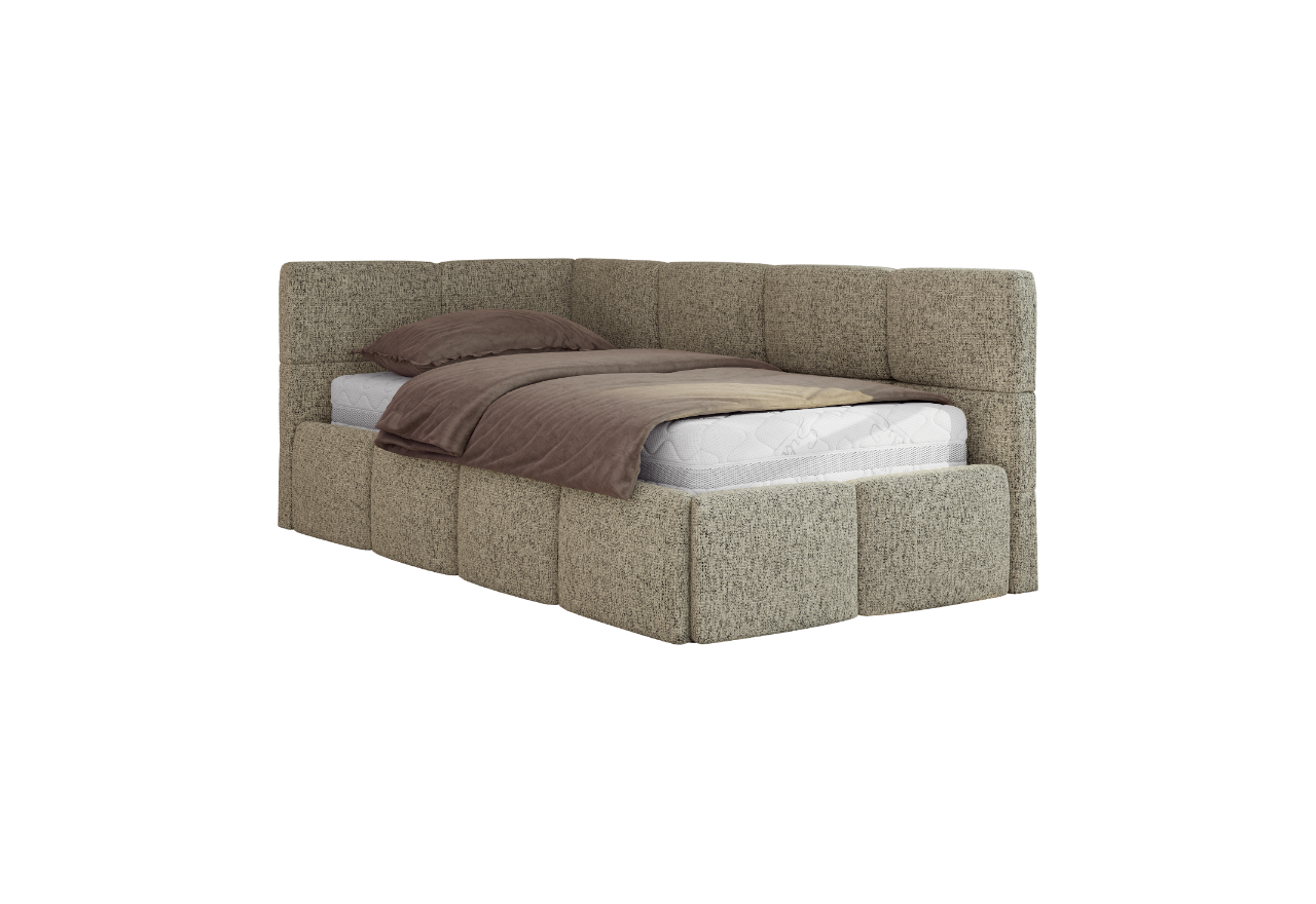 Łóżko młodzieżowe - ARVO 90x200 - ciemnobeżowy, struktura - strona lewa