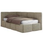 Łóżko młodzieżowe - ARVO 90x200 - ciemnobeżowy, struktura - strona lewa
