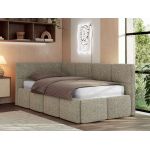 Łóżko młodzieżowe - ARVO 90x200 - materac multipocket - ciemnobeżowy, struktura - strona lewa