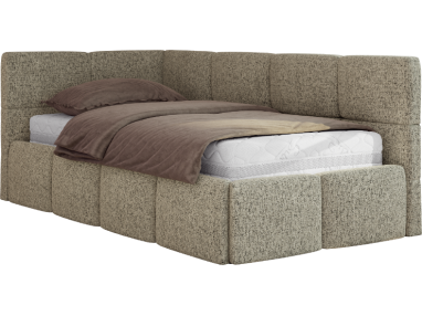 Łóżko młodzieżowe - ARVO 90x200 - materac multipocket - ciemnobeżowy, struktura - strona lewa