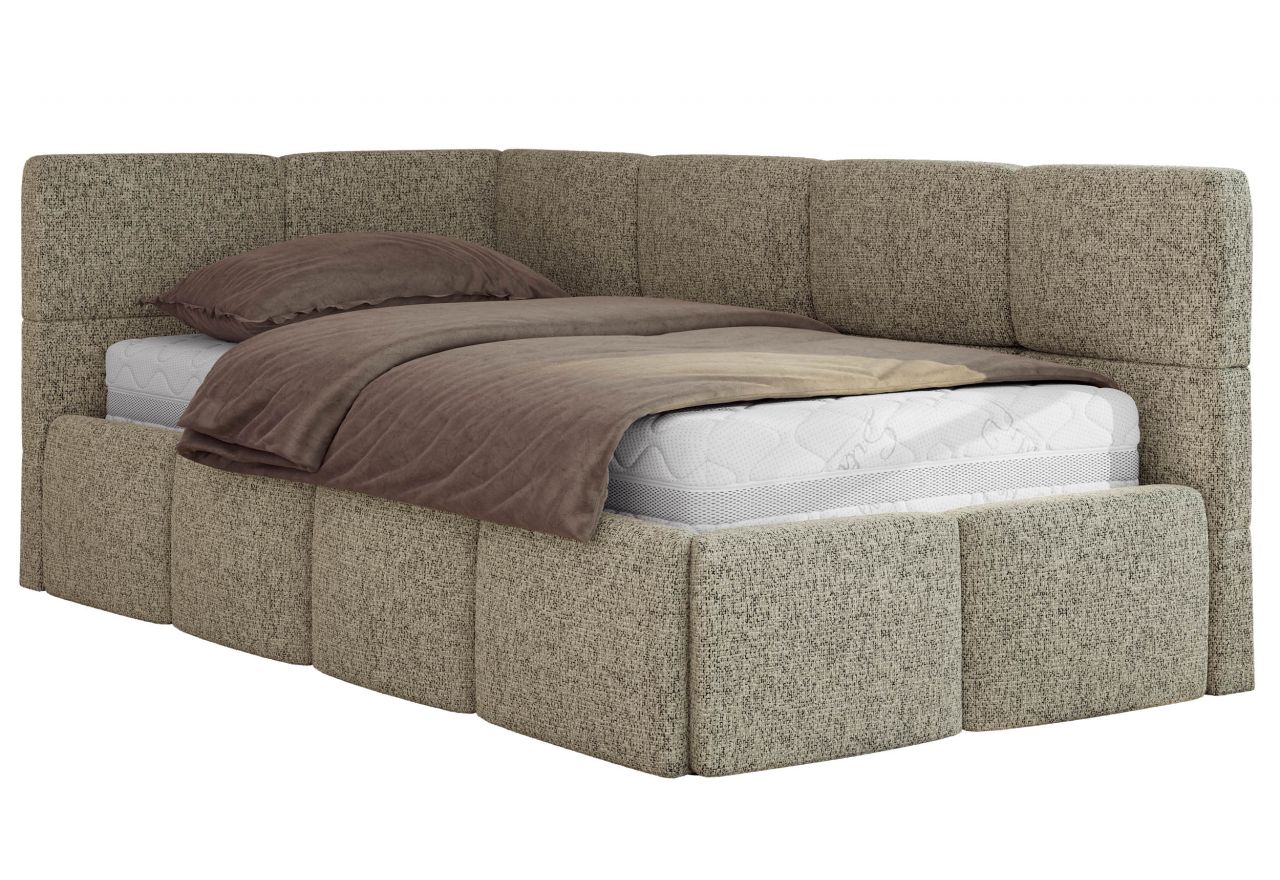 Łóżko młodzieżowe - ARVO 90x200 - materac multipocket - ciemnobeżowy, struktura - strona lewa