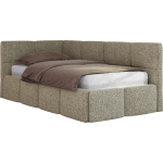 Łóżko młodzieżowe - ARVO 90x200 - materac piankowy - ciemnobeżowy, struktura - strona lewa