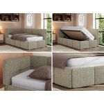 Łóżko młodzieżowe - ARVO 90x200 - materac piankowy - ciemnobeżowy, struktura - strona lewa