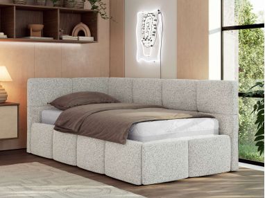 Łóżko młodzieżowe - ARVO 90x200 - materac multipocket - jasnoszary, struktura - strona lewa