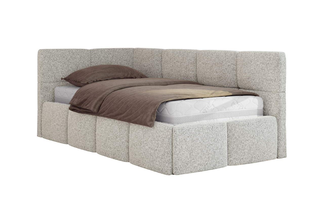 Łóżko młodzieżowe - ARVO 90x200 - materac multipocket - jasnoszary, struktura - strona lewa