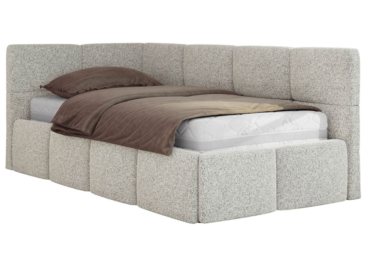 Łóżko młodzieżowe - ARVO 90x200 - materac multipocket - jasnoszary, struktura - strona lewa