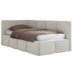 Łóżko młodzieżowe - ARVO 90x200 - materac multipocket - jasnoszary, struktura - strona lewa