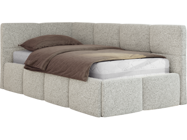 Łóżko młodzieżowe - ARVO 90x200 - materac pocket - jasnoszary, struktura - strona lewa