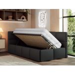 Łóżko młodzieżowe - ARVO 90x200 - czarny, ekoskóra - strona lewa