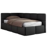 Łóżko młodzieżowe - ARVO 90x200 - materac multipocket - czarny, ekoskóra - strona lewa