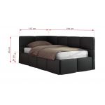Łóżko młodzieżowe - ARVO 90x200 - materac multipocket - czarny, ekoskóra - strona lewa