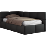 Łóżko młodzieżowe - ARVO 90x200 - materac piankowy - czarny, ekoskóra - strona lewa