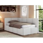 Łóżko młodzieżowe - ARVO 90x200 - materac multipocket - biały, ekoskóra - strona lewa