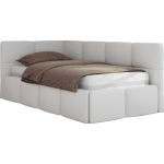 Łóżko młodzieżowe - ARVO 90x200 - materac multipocket - biały, ekoskóra - strona lewa