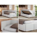 Łóżko młodzieżowe - ARVO 90x200 - materac multipocket - biały, ekoskóra - strona lewa