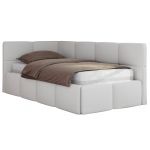 Łóżko młodzieżowe - ARVO 90x200 - materac pocket - biały, ekoskóra - strona lewa