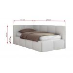 Łóżko młodzieżowe - ARVO 90x200 - materac pocket - biały, ekoskóra - strona lewa