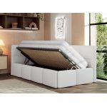 Łóżko młodzieżowe - ARVO 90x200 - materac piankowy - biały, ekoskóra - strona lewa