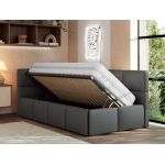 Łóżko młodzieżowe - ARVO 90x200 - szary, ekoskóra - strona lewa