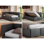 Łóżko młodzieżowe - ARVO 90x200 - szary, ekoskóra - strona lewa