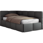 Łóżko młodzieżowe - ARVO 90x200 - materac piankowy - szary, ekoskóra - strona lewa